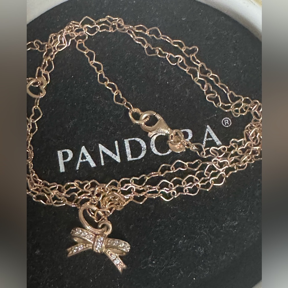 Authentic Pandora Rose Gold Bow Necklace